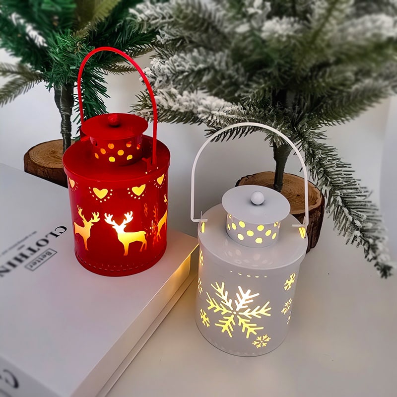 Christmas Tree with Lights LED Lantern Metal Cutout Tabletop Decoration - Image 4