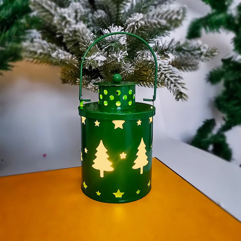 Christmas Tree with Lights LED Lantern Metal Cutout Tabletop Decoration - Image 5