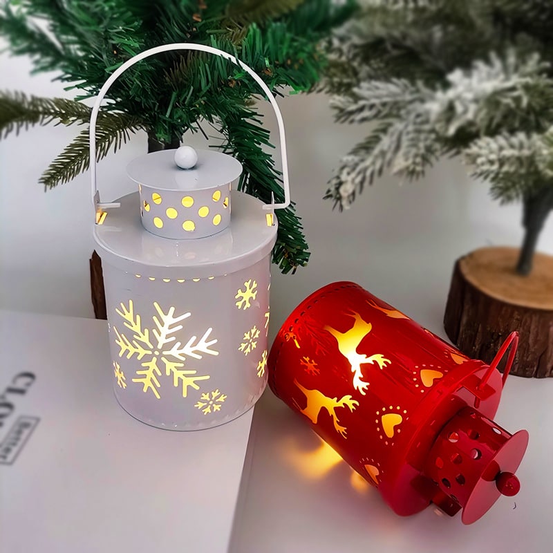 Christmas Tree with Lights LED Lantern Metal Cutout Tabletop Decoration - Image 8