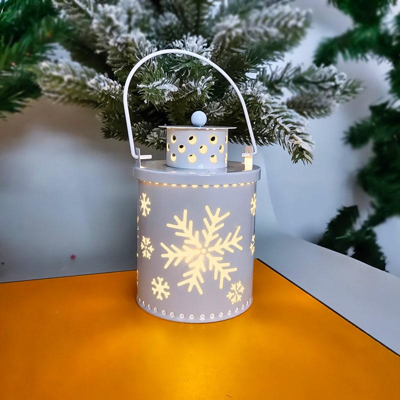 Christmas Tree with Lights LED Lantern Metal Cutout Tabletop Decoration - Image 9