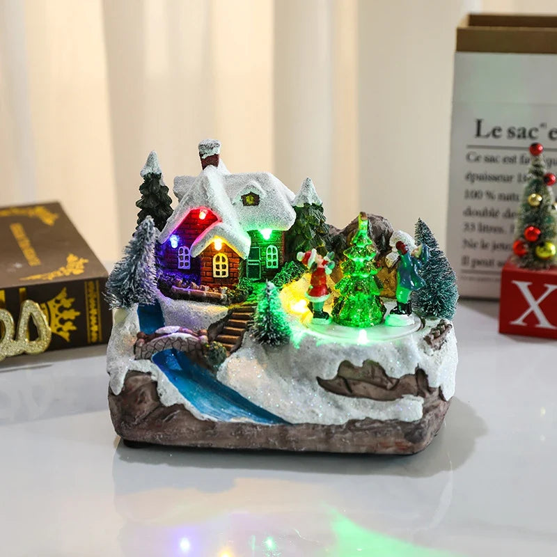 Christmas Village with LED Lights and Rotating Miniature Train Decoration - Image 32