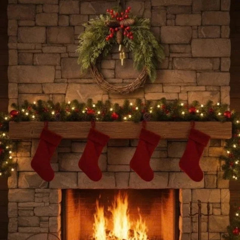Christmas Wreath with Golden Bells Pinecones and Artificial Evergreen - Image 6