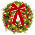 Christmas Wreath with Red Velvet Bow Ornaments and Pine Cones for Front Door - Image 8