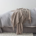 Chunky Knit Throw Blanket with Fringe Textured Popcorn Super Soft Polyester Sofa Size 127x170cm - Image 4