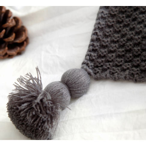 Chunky Knit Throw Blanket with Pom-Pom Tassels for Sofa - Image 3