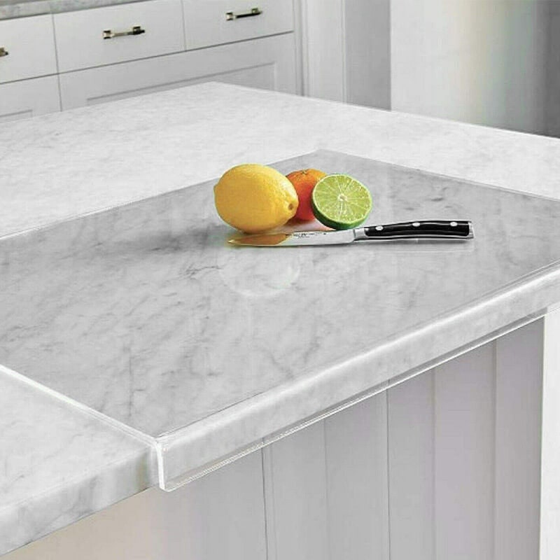 Clear Acrylic Plastic Cutting Board with Non-Slip Feet and Counter Lip Edge Protector - Image 1