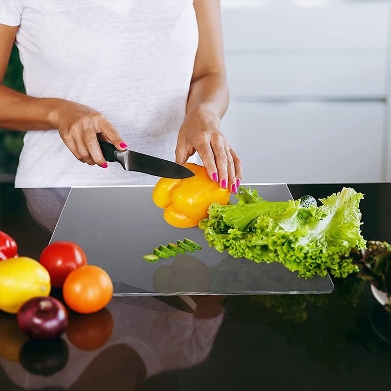 Clear Acrylic Plastic Cutting Board with Non-Slip Feet and Counter Lip Edge Protector - Image 7