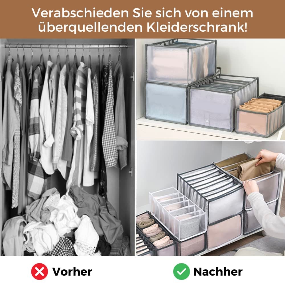 Clothes Drawer Organizer with Closet Shelf Dividers and Mesh Compartments for Folded - Image 1