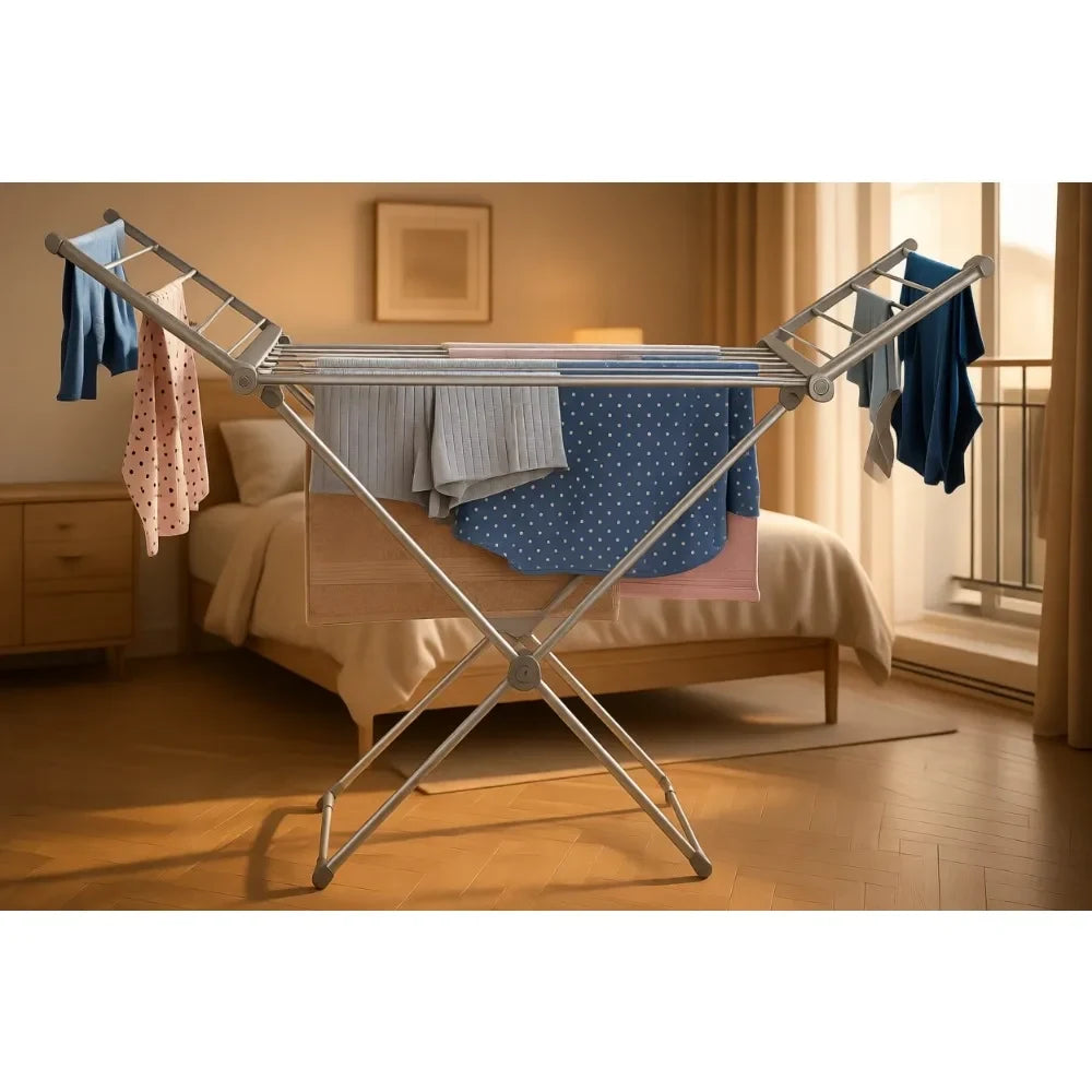 Clothes Drying Rack Electric Heated Foldable Aluminum Portable Laundry Airer - Image 1