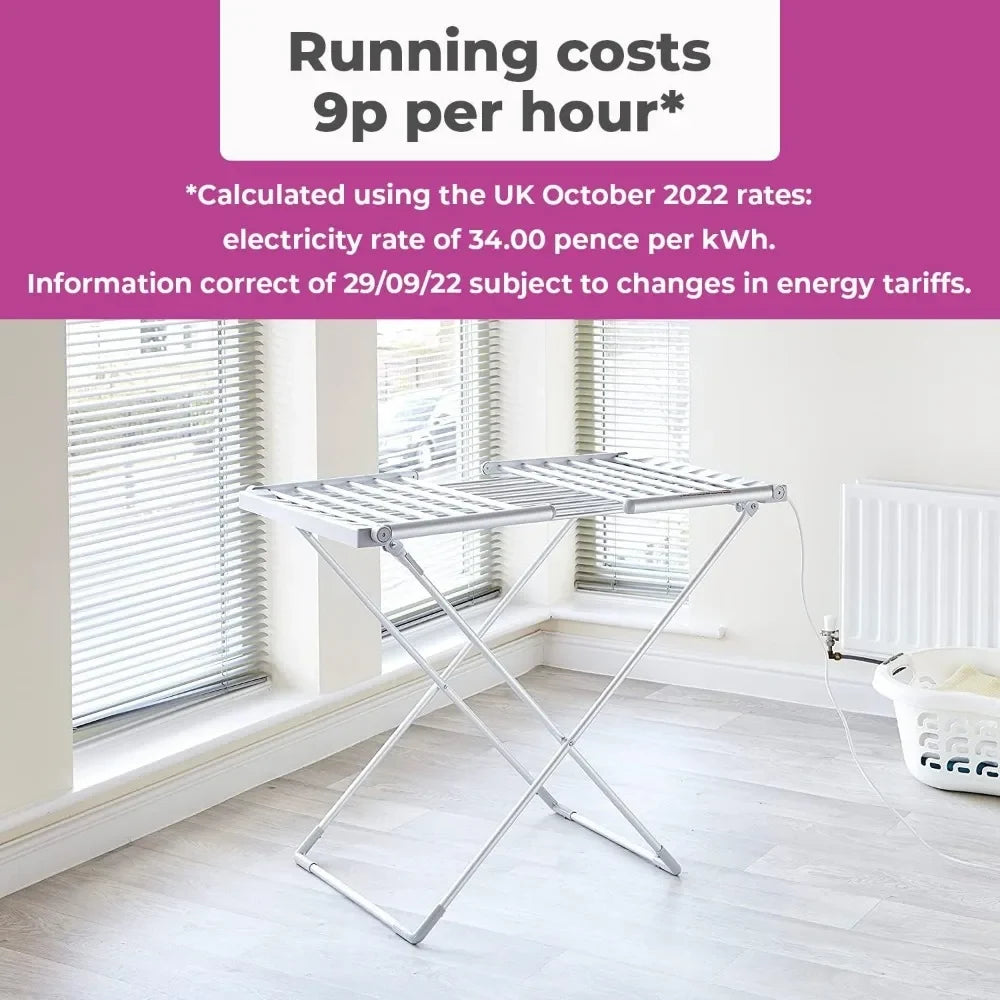 Clothes Drying Rack Electric Heated Foldable Aluminum Portable Laundry Airer - Image 5