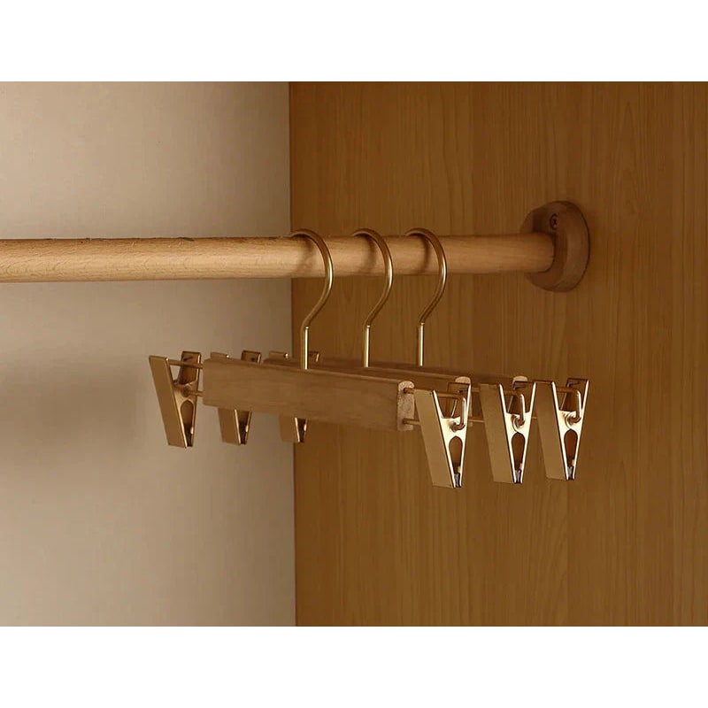 Clothes Hangers Wooden Coat Suit Wide Shoulder Non Slip Metal Clips Camphor Wood - Image 4