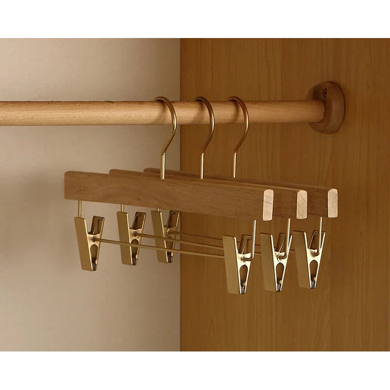 Clothes Hangers Wooden Coat Suit Wide Shoulder Non Slip Metal Clips Camphor Wood - Image 5