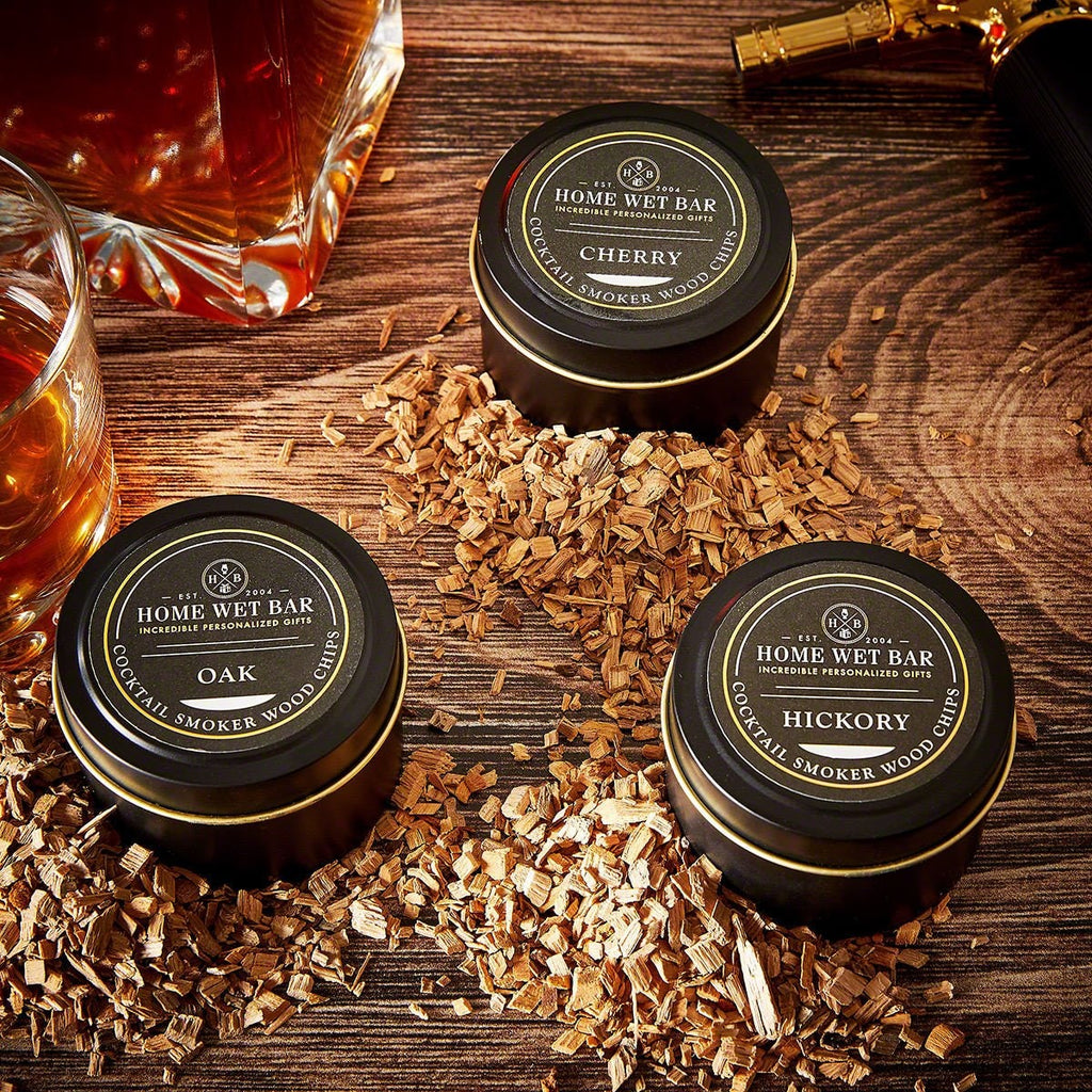 Cocktail Smoker Wood Chips Set with Oak Cherry and Hickory Smoking in 3 Tins - Image 1