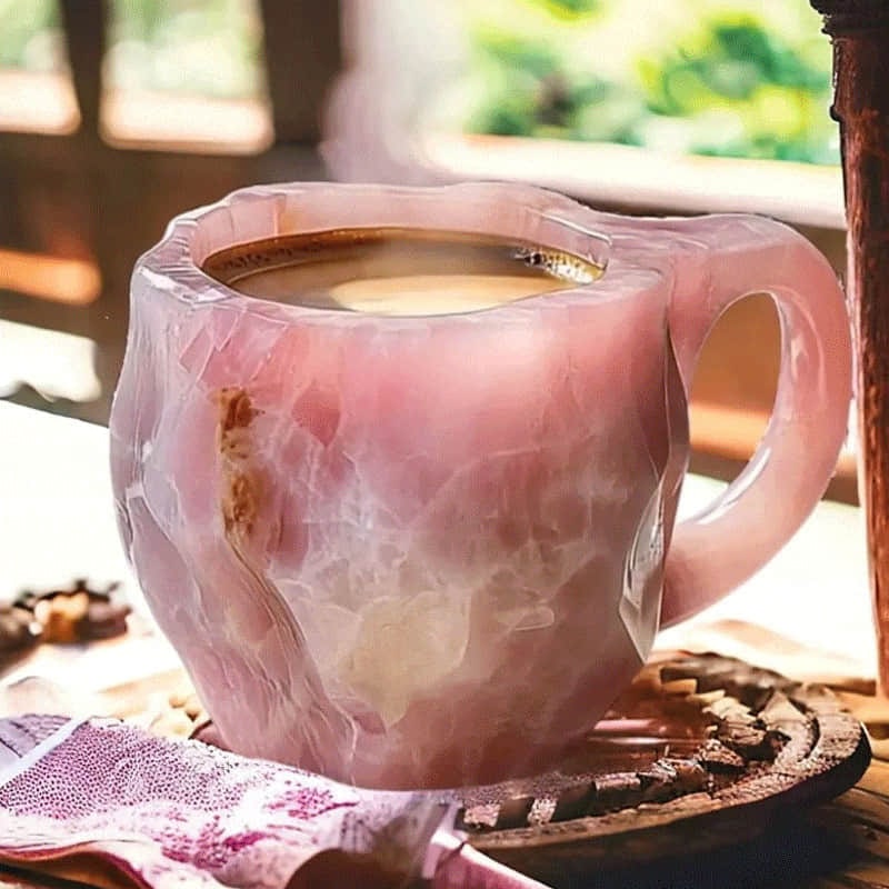 Coffee Mug Crystal Geode Quartz Textured Handle Agate Pattern - Image 1