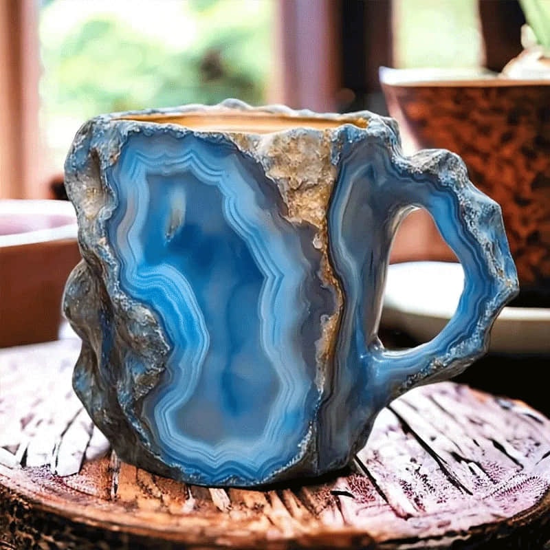 Coffee Mug Crystal Geode Quartz Textured Handle Agate Pattern - Image 2
