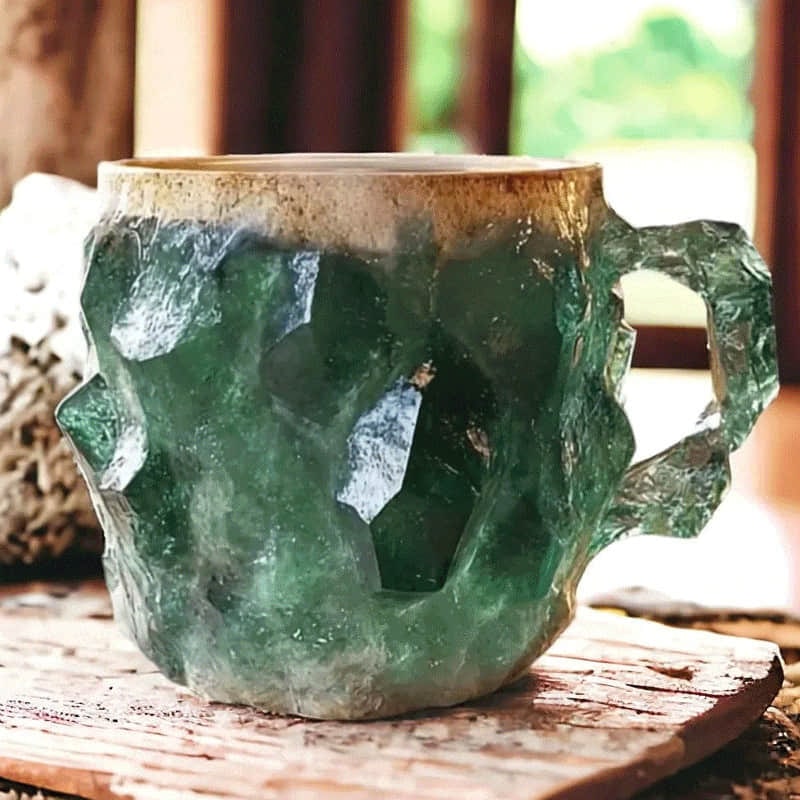 Coffee Mug Crystal Geode Quartz Textured Handle Agate Pattern - Image 4