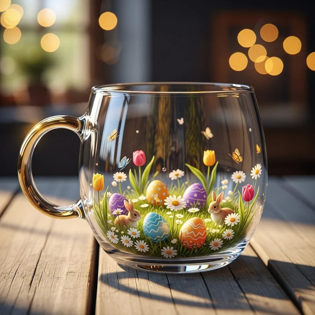 Coffee Mug with Festive Holiday Illustrations and Clear Glass Rounded Design - Image 8