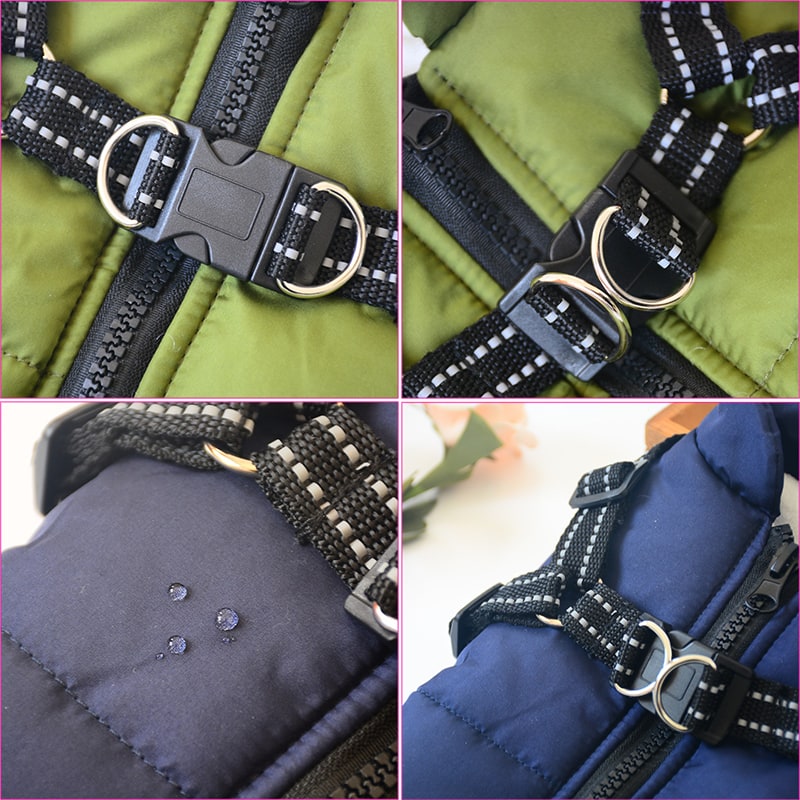 Cold Weather Dog Jacket with Harness Waterproof Padded Puffer Coat for Winter - Image 11
