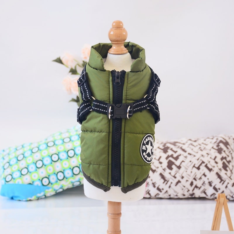 Cold Weather Dog Jacket with Harness Waterproof Padded Puffer Coat for Winter - Image 12