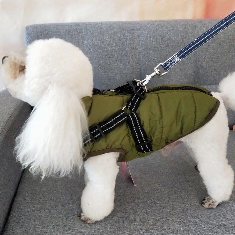 Cold Weather Dog Jacket with Harness Waterproof Padded Puffer Coat for Winter - Image 6