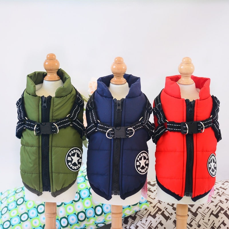 Cold Weather Dog Jacket with Harness Waterproof Padded Puffer Coat for Winter - Image 7