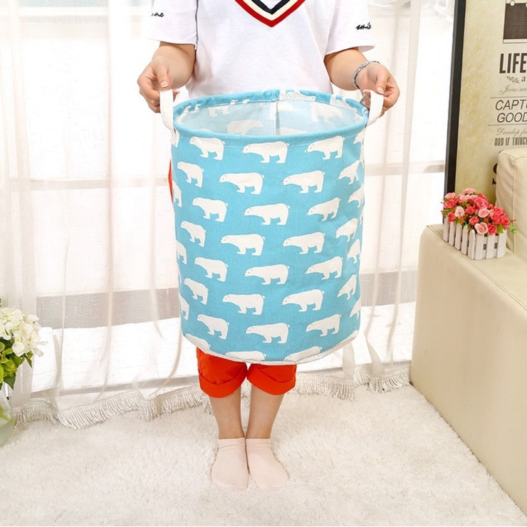 Collapsible Laundry Basket with Handles Foldable Canvas Washing for Bedroom Bathroom Storage - Image 1