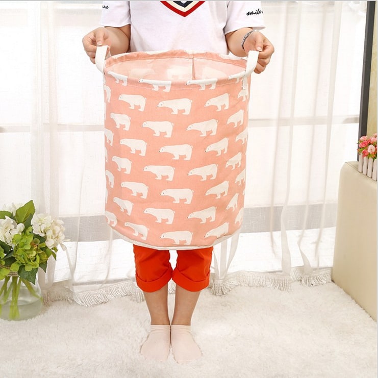 Collapsible Laundry Basket with Handles Foldable Canvas Washing for Bedroom Bathroom Storage - Image 4