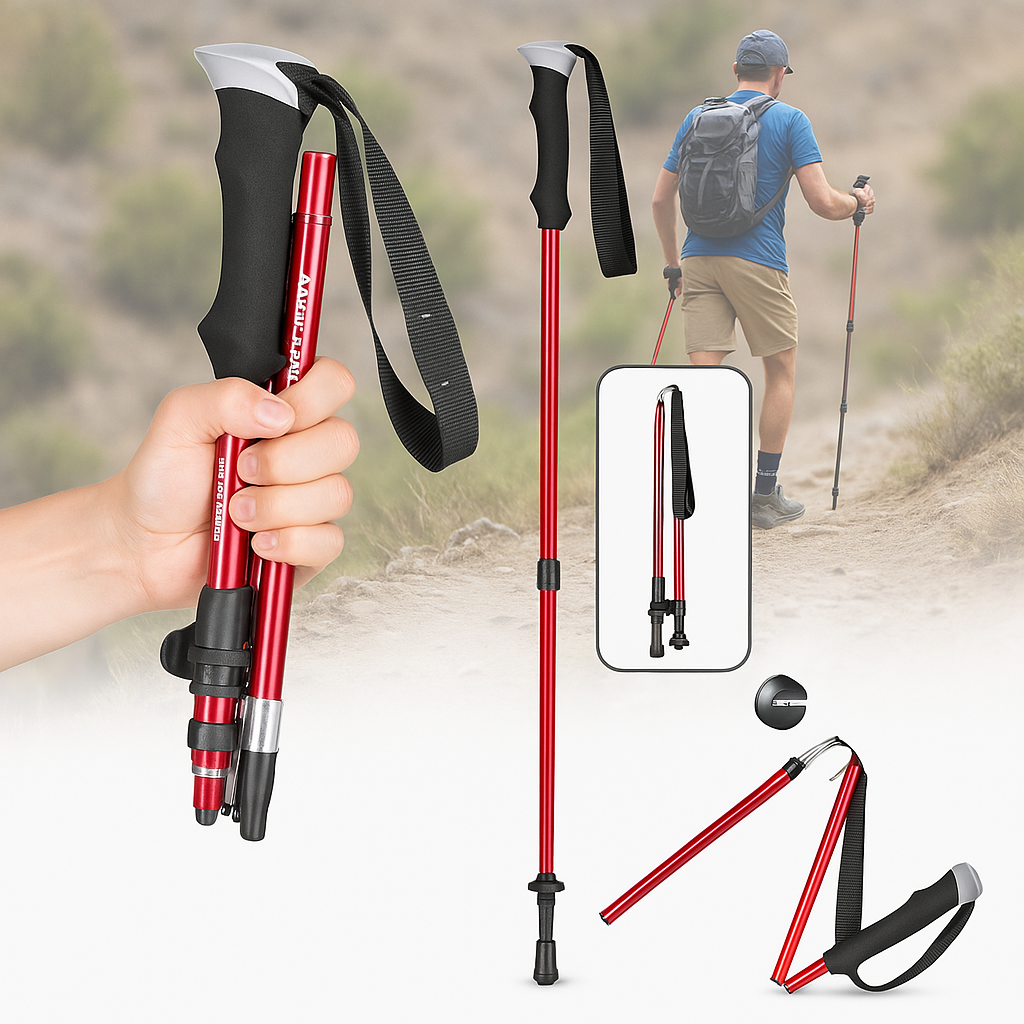 Collapsible Trekking Poles with Adjustable Walking and Lightweight Folding Design - Image 3