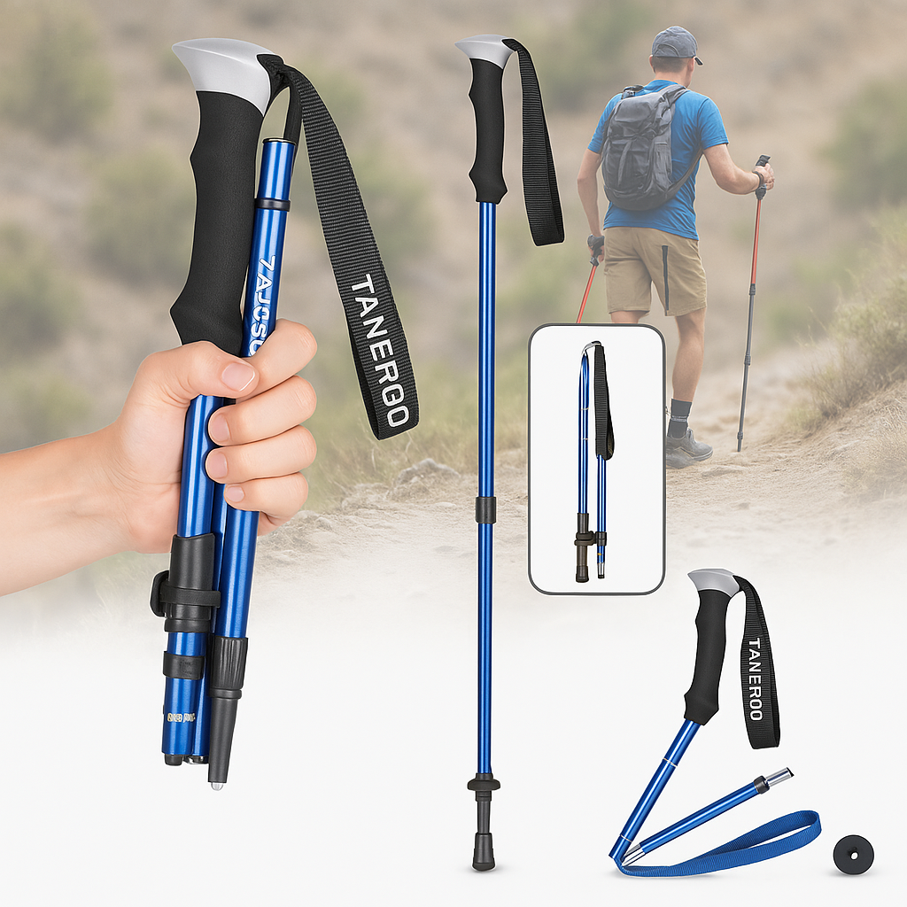 Collapsible Trekking Poles with Adjustable Walking and Lightweight Folding Design - Image 4