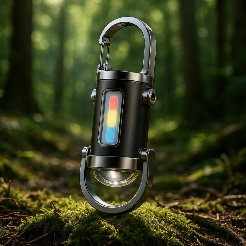 Compact Edc Flashlight with Usb-C Rechargeable Mini LED Keychain and Multi-Color Strobe - Image 1