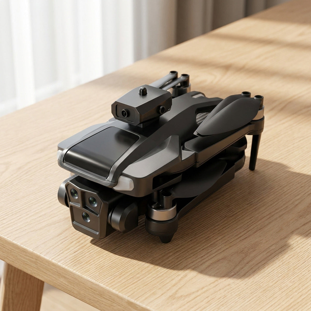 Compact Foldable Camera Drone with Triple Lens and Quadcopter Design for Aerial Photography - Image 5