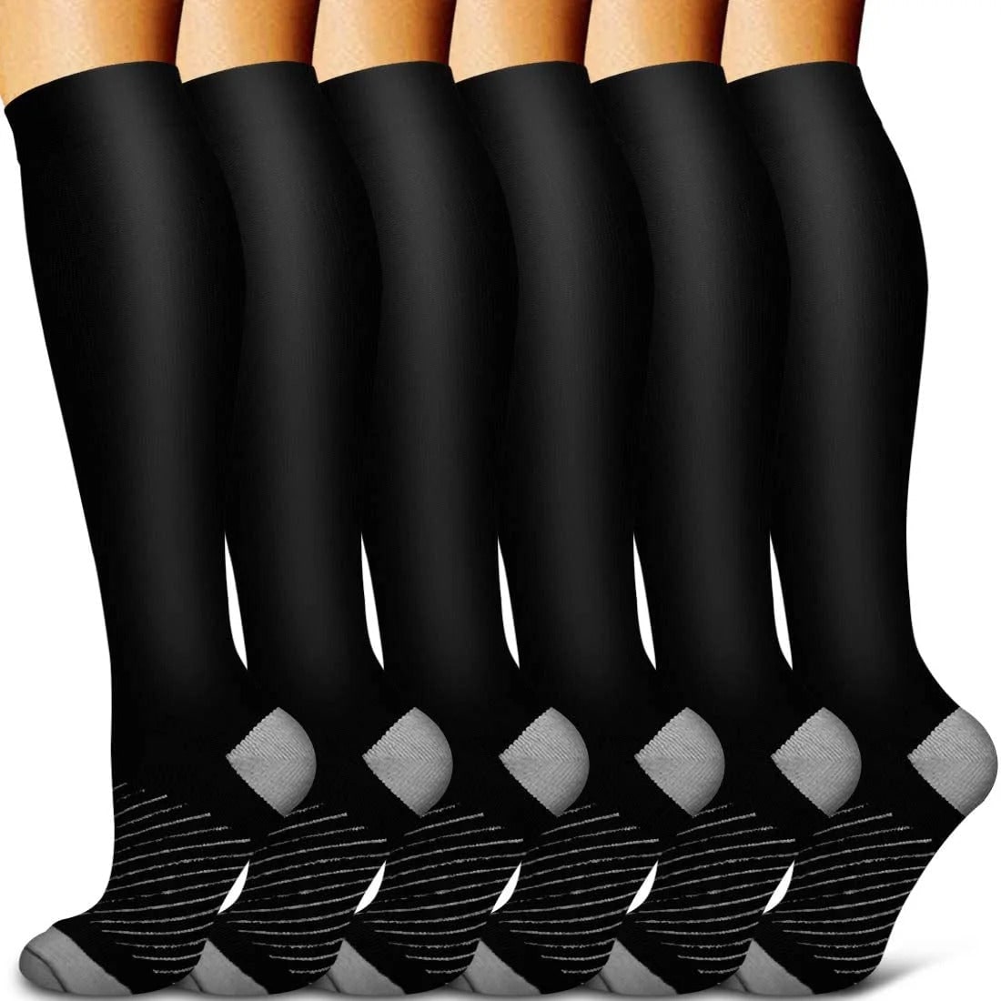 Compression Socks Support and with Moisture Wicking Knee-High Reinforced Heel - Image 1