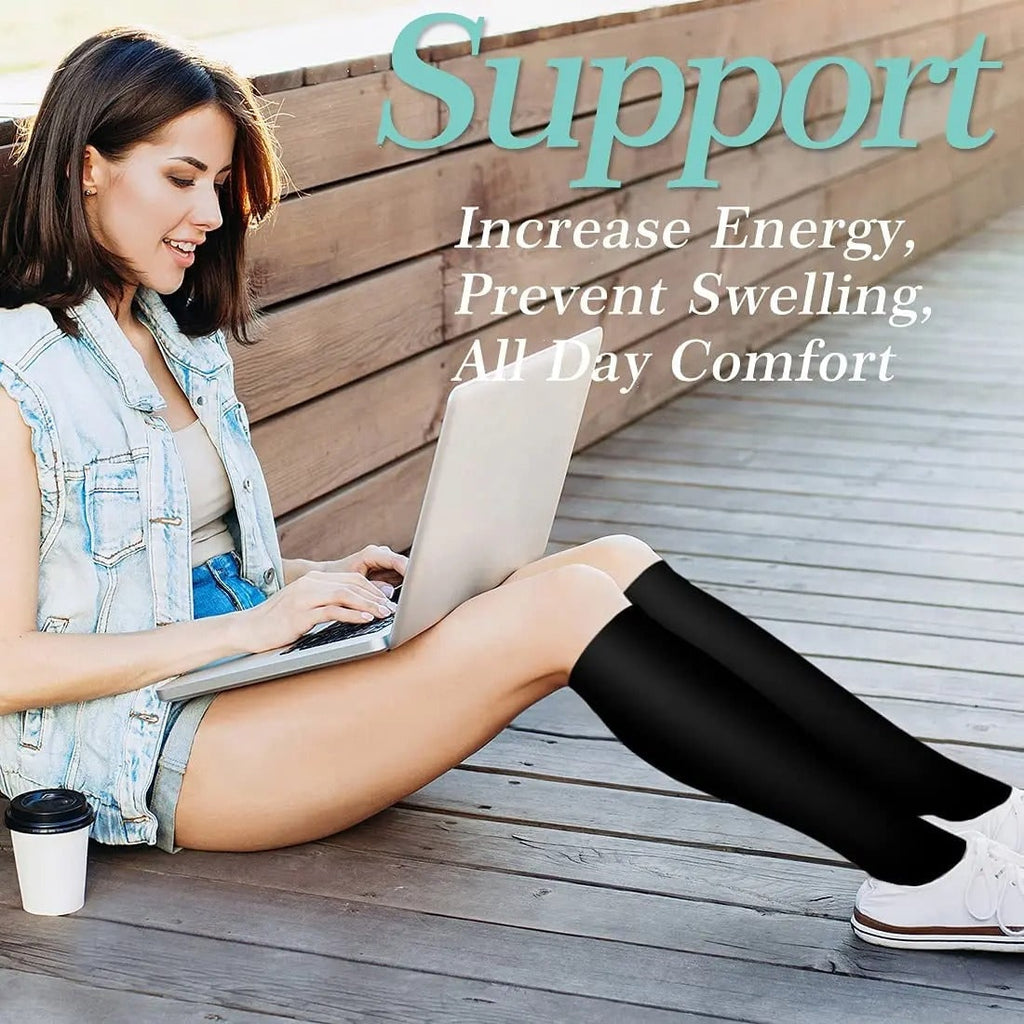 Compression Socks Support and with Moisture Wicking Knee-High Reinforced Heel - Image 2