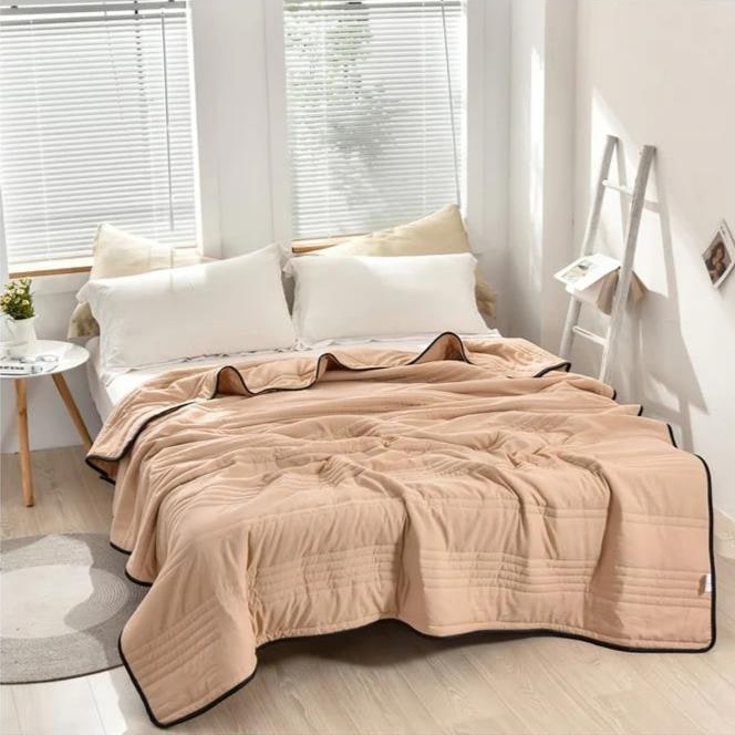 Cooling Blanket with Channel Quilted Design and Contrast Trim for Hot Sleepers - Image 10