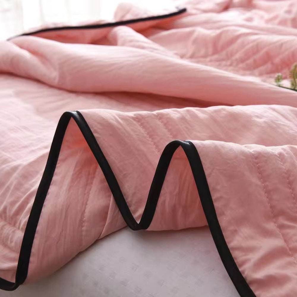Cooling Blanket with Channel Quilted Design and Contrast Trim for Hot Sleepers - Image 5
