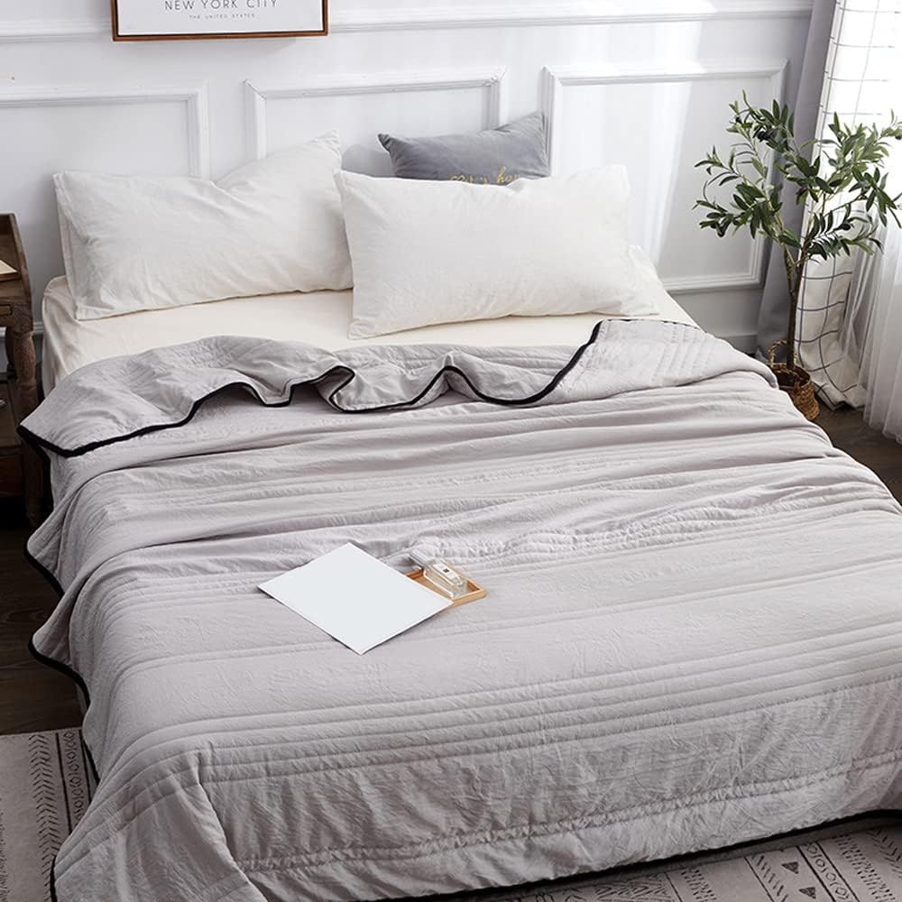 Cooling Blanket with Channel Quilted Design and Contrast Trim for Hot Sleepers - Image 6