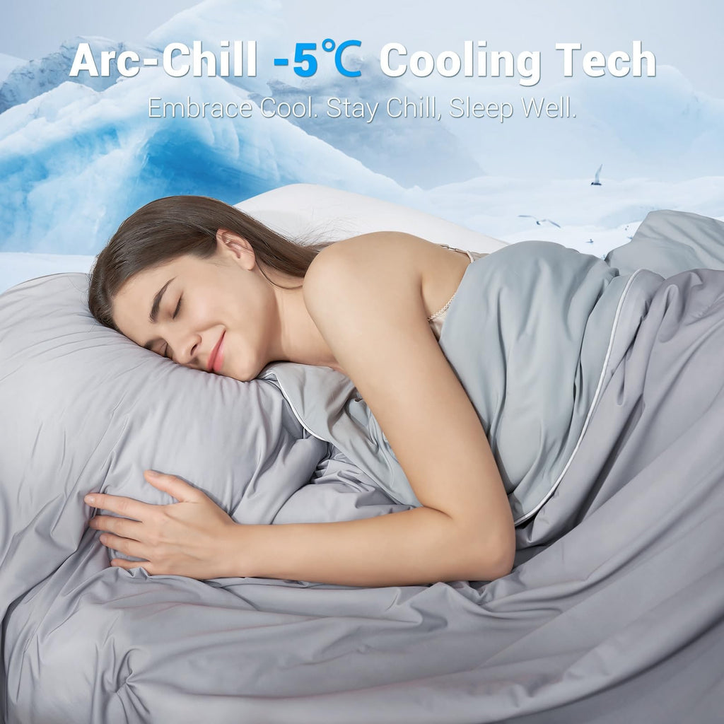 Cooling Comforter Blanket Bedding Lightweight Breathable Quilted Gradient Grey - Image 1