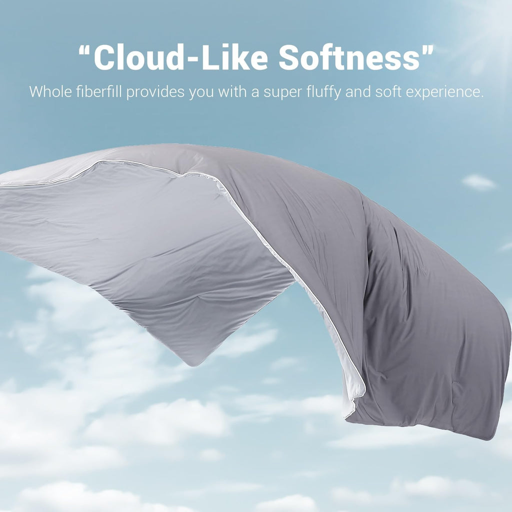 Cooling Comforter Blanket Bedding Lightweight Breathable Quilted Gradient Grey - Image 4
