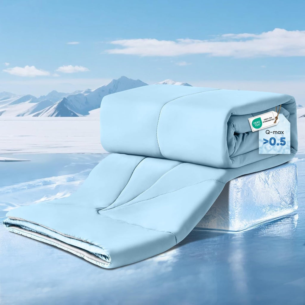 Cooling Comforter Blanket Lightweight Quilted Breathable Summer Bed - Image 1