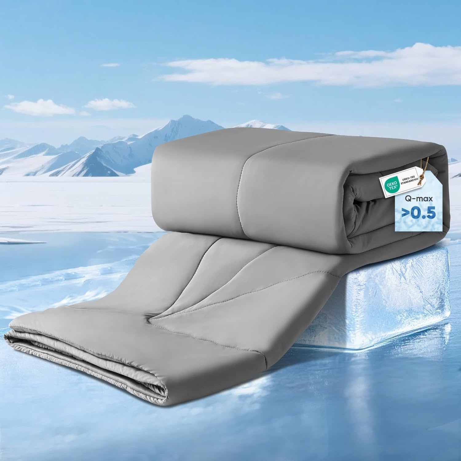 Cooling Comforter Blanket Quilted Breathable Lightweight Reversible - Image 1
