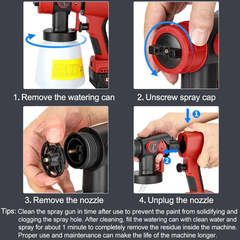 Cordless Electric Handheld Paint Sprayer Portable Adjustable Spray Patterns - Image 5