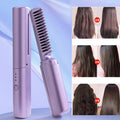 Cordless Hair Straightener Brush Portable Wireless LED Ceramic Heated Comb - Image 1