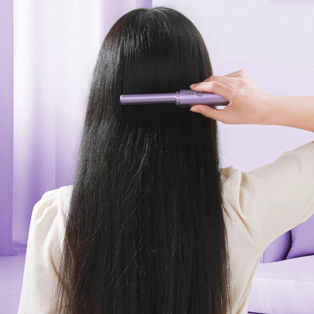 Cordless Hair Straightener Brush Portable Wireless LED Ceramic Heated Comb - Image 5