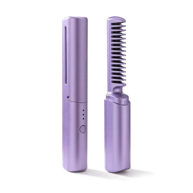 Cordless Hair Straightener Brush Portable Wireless LED Ceramic Heated Comb - Image 7