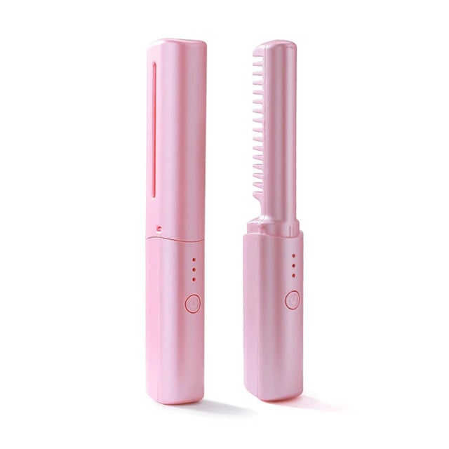 Cordless Hair Straightener Brush Portable Wireless LED Ceramic Heated Comb - Image 8