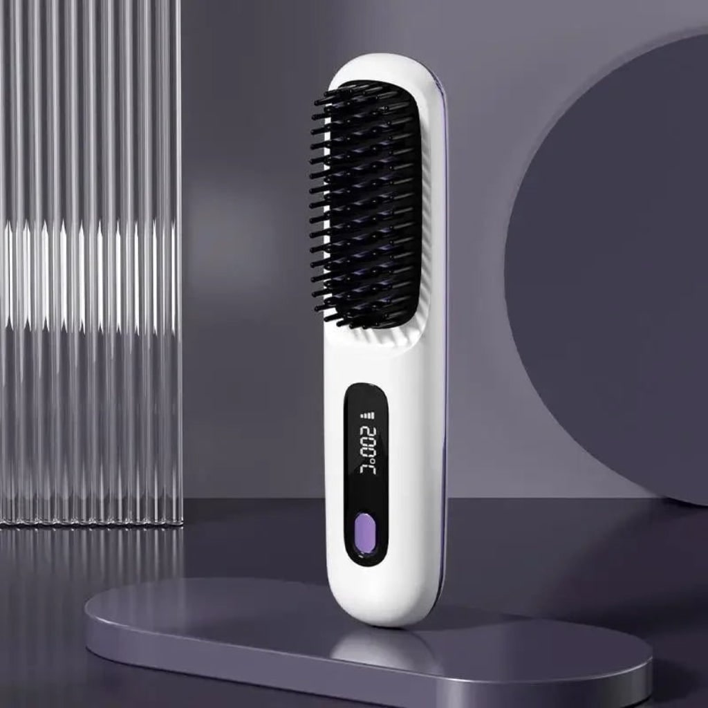 Cordless Hair Straightener Brush Rechargeable Wireless USB Portable Digital Display - Image 4