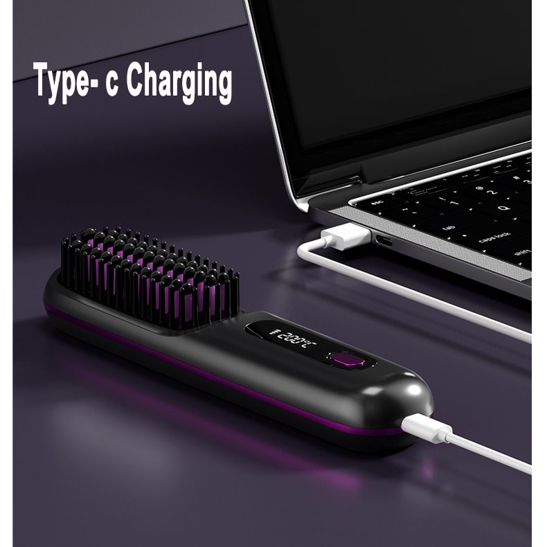 Cordless Hair Straightener Brush with Portable Wireless Design and Digital Temperature Display - Image 23