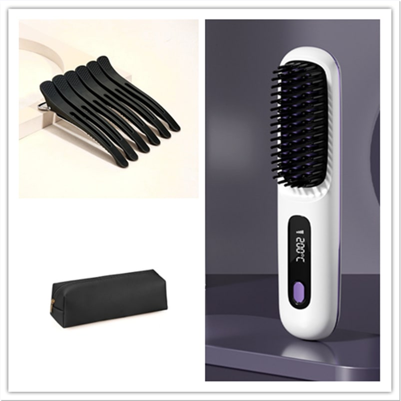 Cordless Hair Straightener Brush with Portable Wireless Design and Digital Temperature Display - Image 27