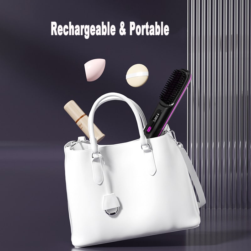 Cordless Hair Straightener Brush with Portable Wireless Design and Digital Temperature Display - Image 31