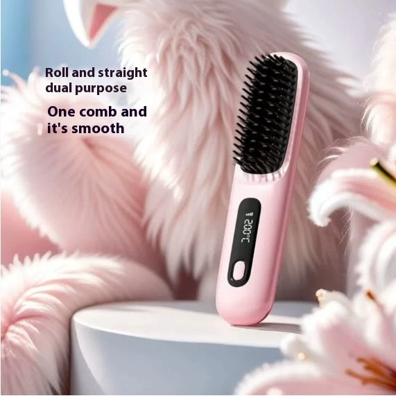 Cordless Hair Straightener Brush with Portable Wireless Design and Digital Temperature Display - Image 37